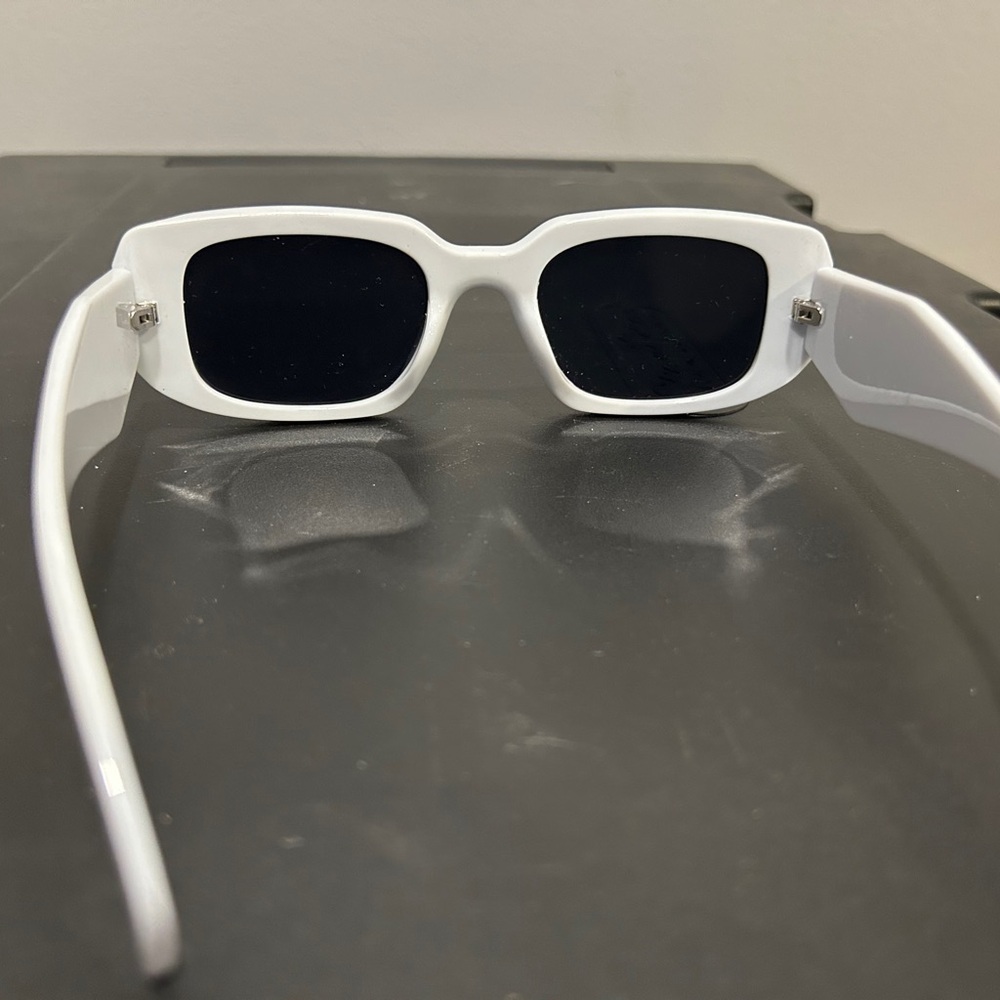 White Rectangular Sunglasses - image 4